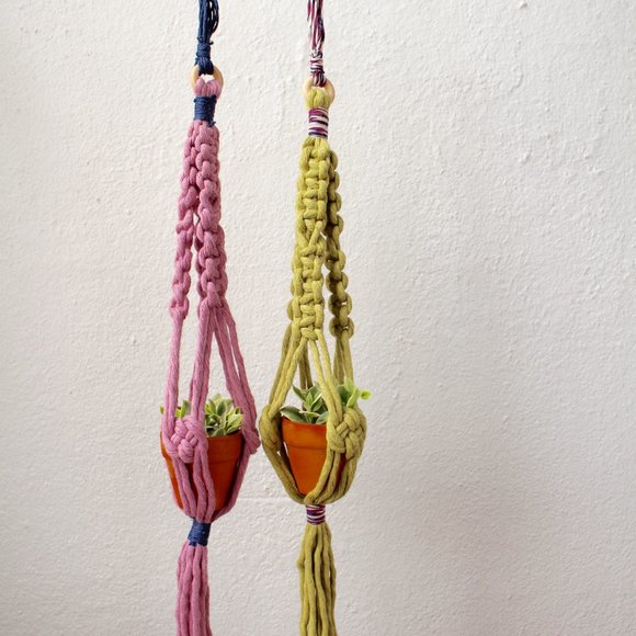 Mini Plant Hangers, Set of 2, Recycled Cotton - Picture 4 of 10
